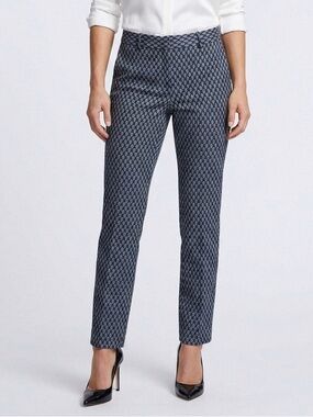 082 THEORY Women's Treeca 2 Dimensional Jacquard Straight Leg Cropped Pants Sz 6